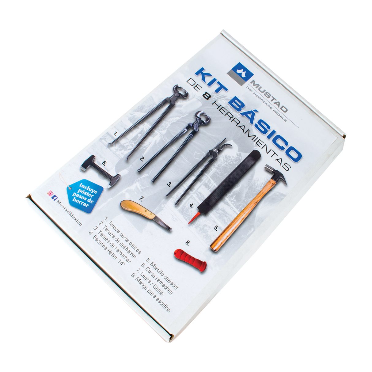ESTUCHE DE CARTON PORTA HERRAMIENTAS MUSTAD CON 8 PIEZAS