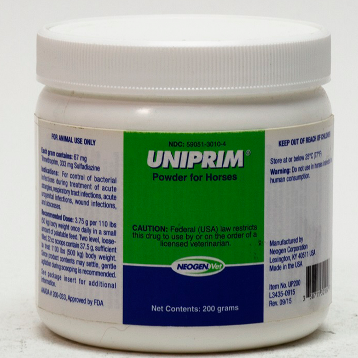 UNIPRIM SULFAS (333 mg/gr) Y TRIMETROPIN (67 mg/gr) EN POLVO (RX)