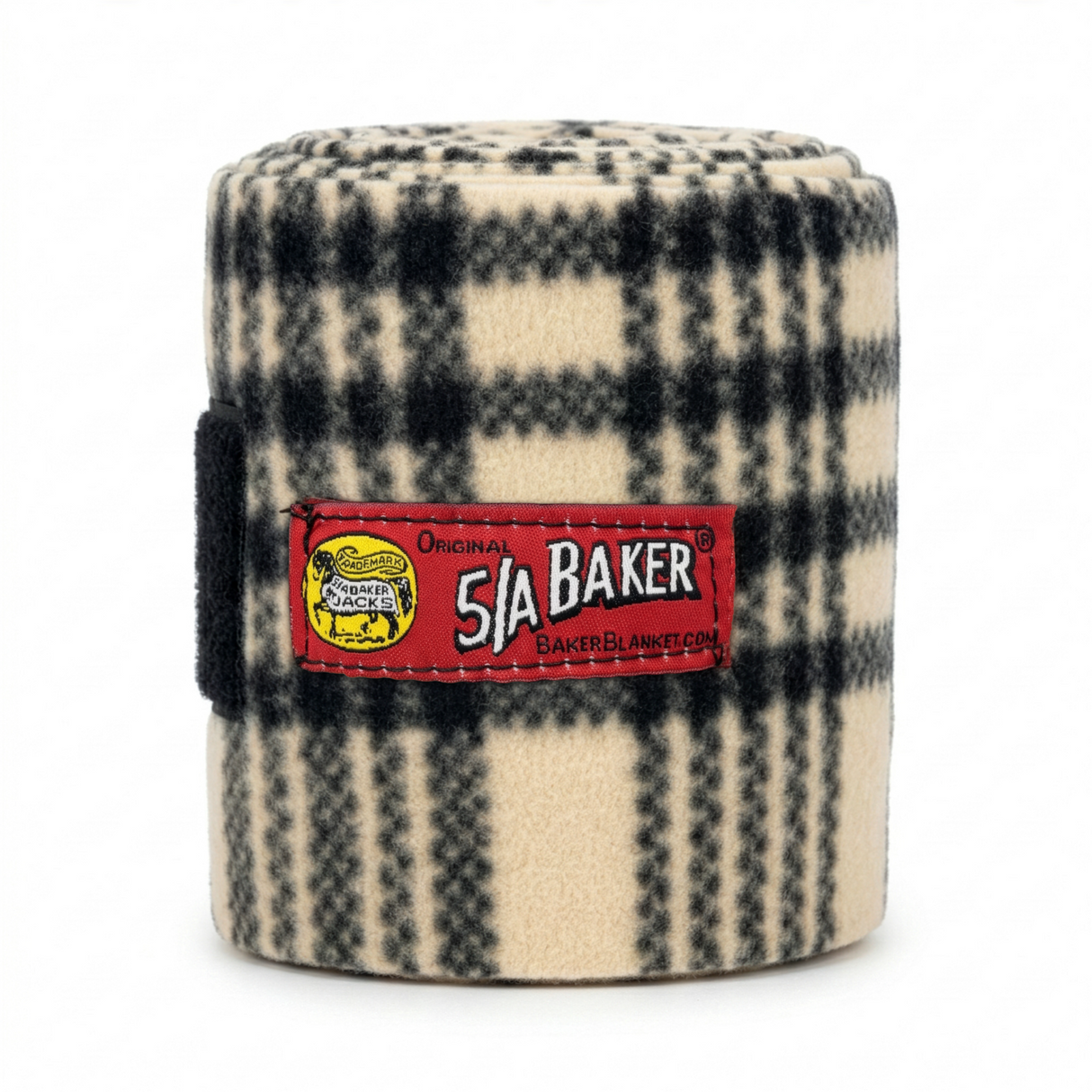 Rollo de venda polo BakerFleece con el patrón de cuadros crema y negro