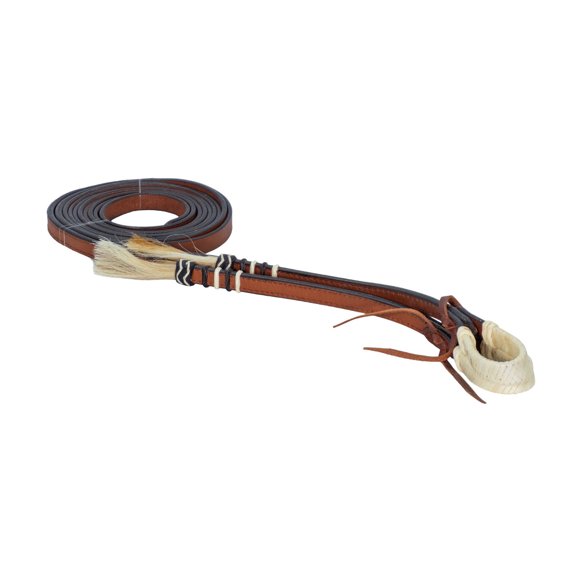 TOUGH 1 RIENDAS DIVIDIDAS Y TRENZADAS "ROYAL KING" DE CUERO CRUDO Y BORLAS DE CRIN
