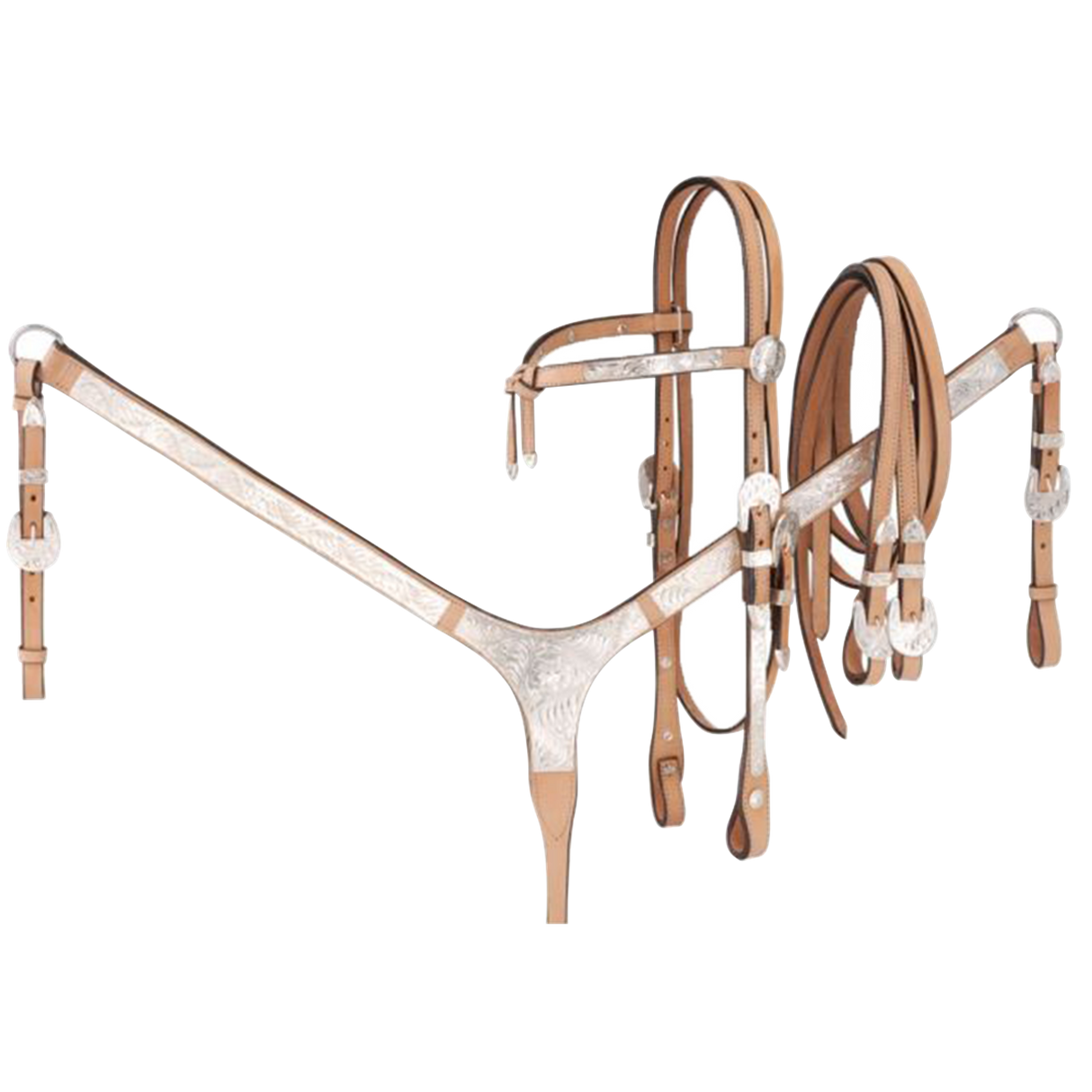 TOUGH 1 JUEGO DE CABEZADA PECHERA Y RIENDA PLATA ROYAL KING FUTURITY