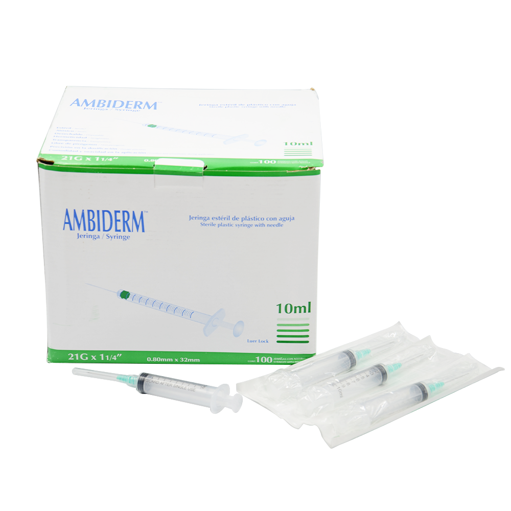 JERINGA ESTERIL AMBIDERM (10 ml LL Aguja 20 x 1 1/4 Caja con 100)