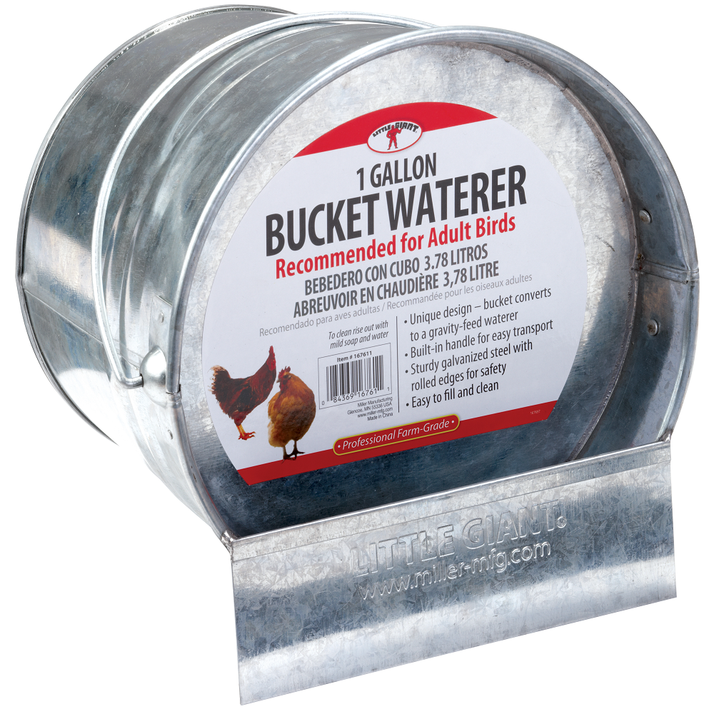 GALVANIZED BUCKET POULTRY WATERER 1 GAL- BEBEDERO GALVANIZADO PARA AVES 1 GAL