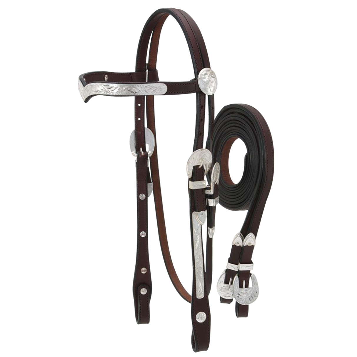 TOUGH 1 CONJUNTO CABEZADA Y RIENDAS DE CUERO ROYAL KING V BROWBAND