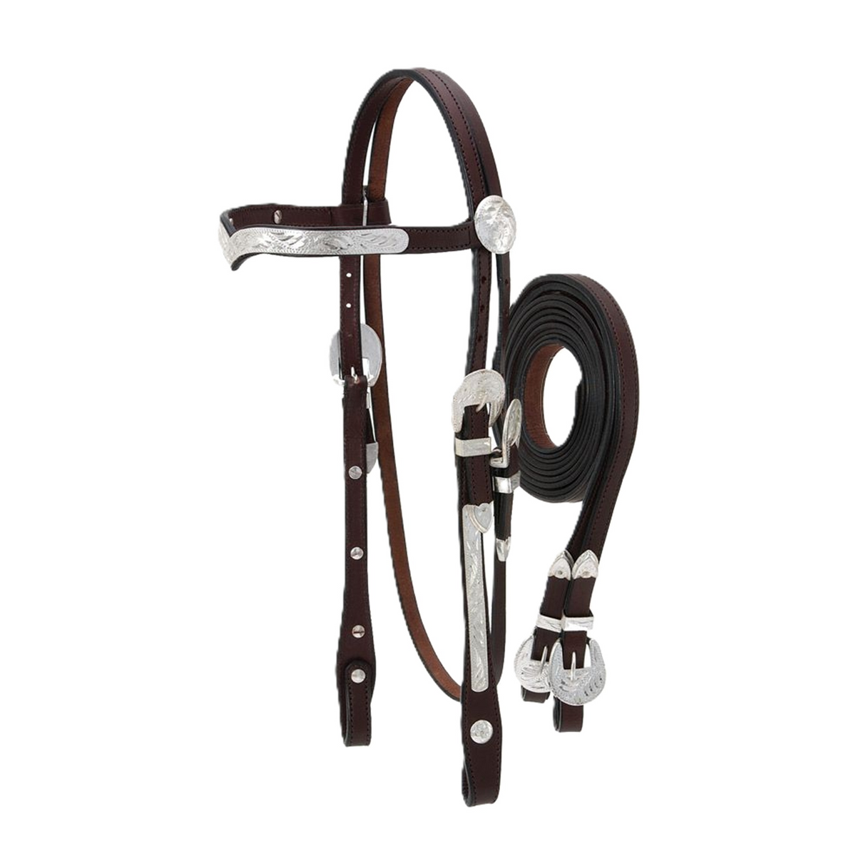 TOUGH 1 CONJUNTO CABEZADA Y RIENDAS DE CUERO ROYAL KING V BROWBAND