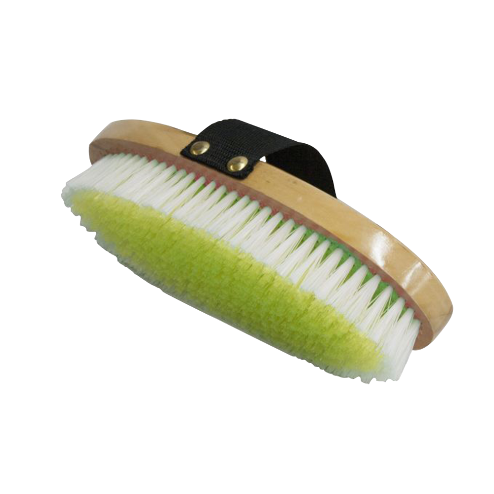 SHOWMAN CEPILLO INGLES BASE OVALADA CON CERDAS SUAVES Y CORREA (AMARILLO)