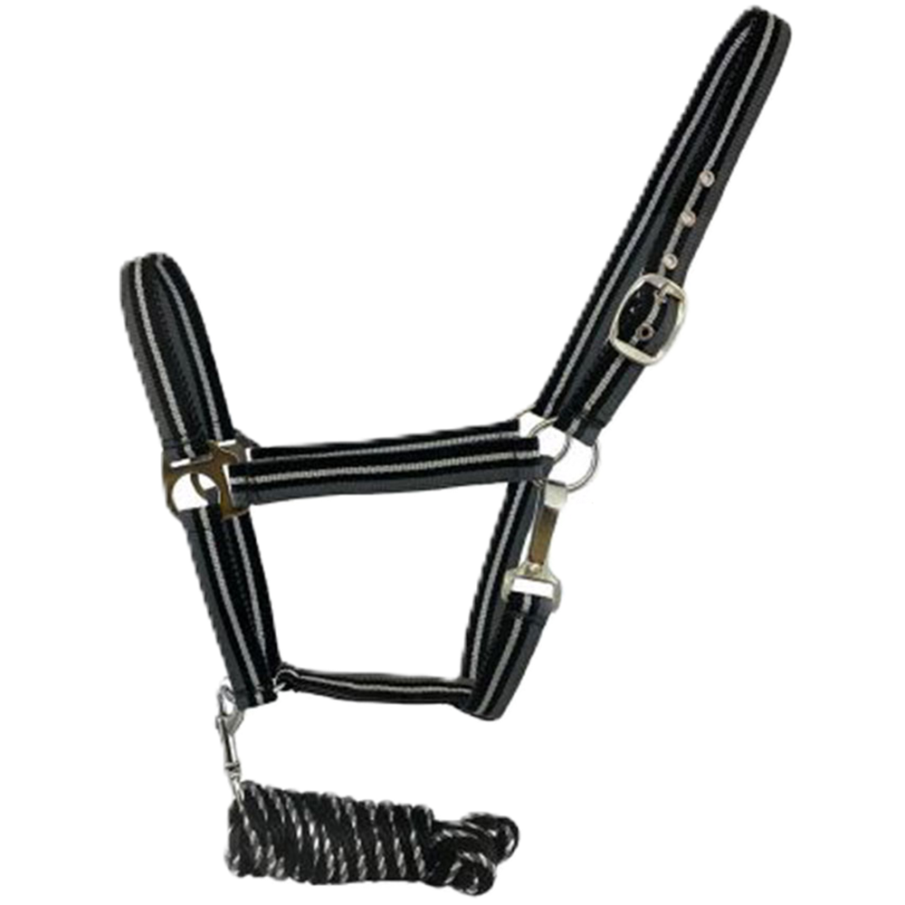 SHOWMAN ALMARTIGON CON PASEADOR DE 8" DE NYLON DE 2 CAPAS (ESTANDAR) (NEGRO/GRIS/BLANCO)