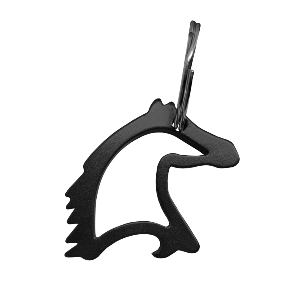 SHOWMAN LLAVERO Y DESCORCHADOR EN FORMA DE CABEZA DE CABALLO DE ALUMINIO 1 1/3'' (NEGRO)