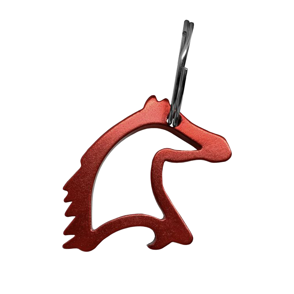 SHOWMAN LLAVERO Y DESCORCHADOR EN FORMA DE CABEZA DE CABALLO DE ALUMINIO 1 1/3'' (ROJO)
