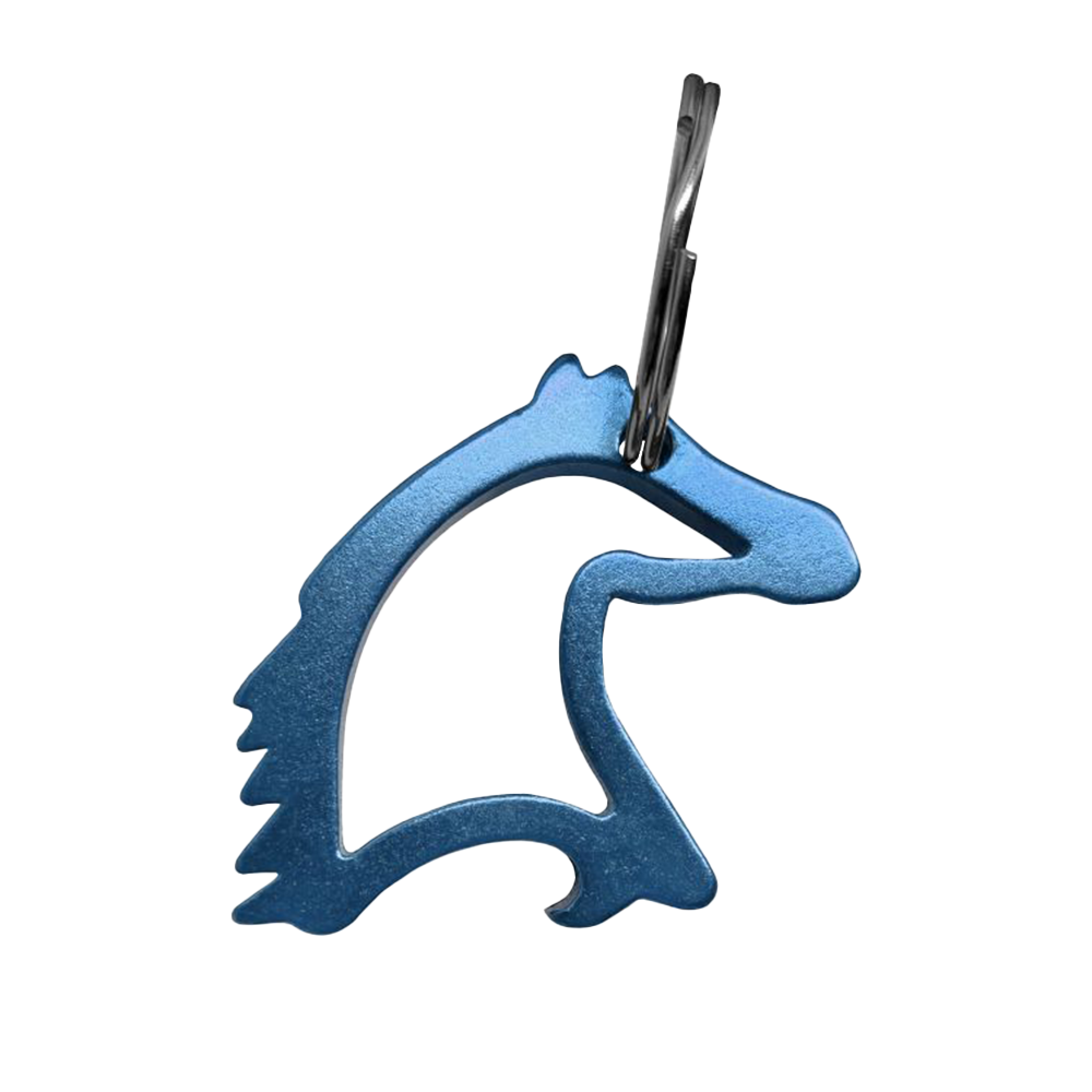 SHOWMAN LLAVERO Y DESCORCHADOR EN FORMA DE CABEZA DE CABALLO DE ALUMINIO 1 1/3'' (TURQUESA)