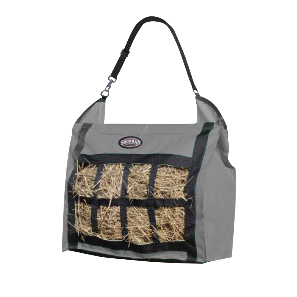 SHOWMAN SLOW FEED HAY NET (BOLSA PARA ZACATE LENTA) GRAY