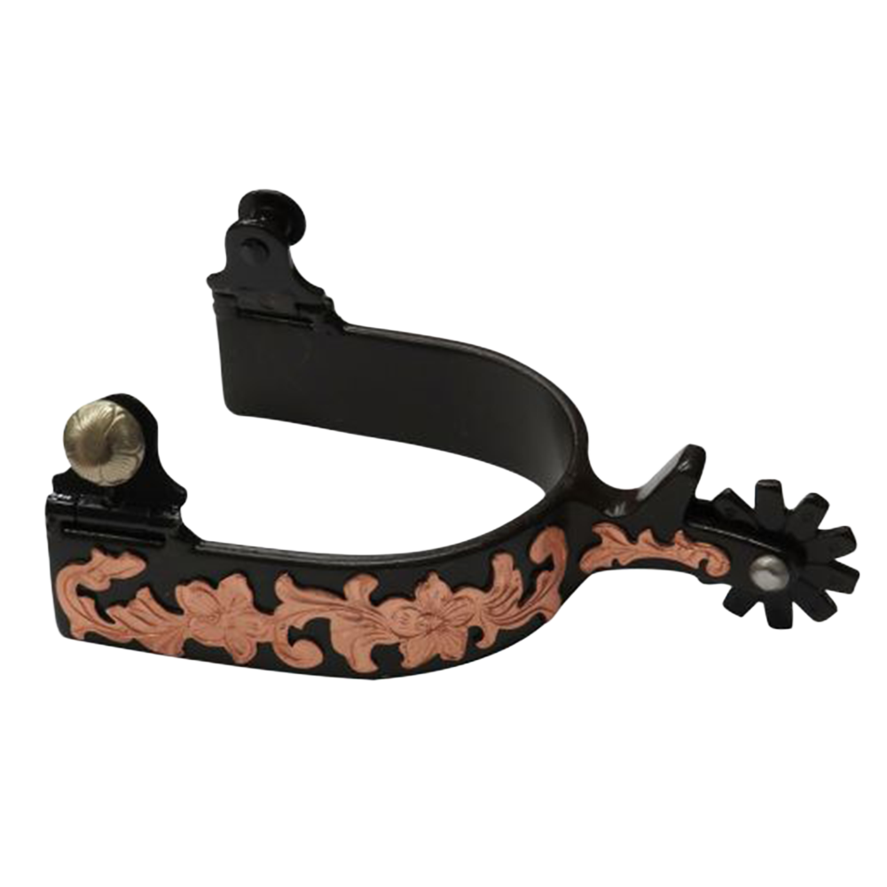 SHOWMAN ESPUELAS DE ACERO MARRÓN CON REVESTIMIENTO GRABADO EN ORO ROSA