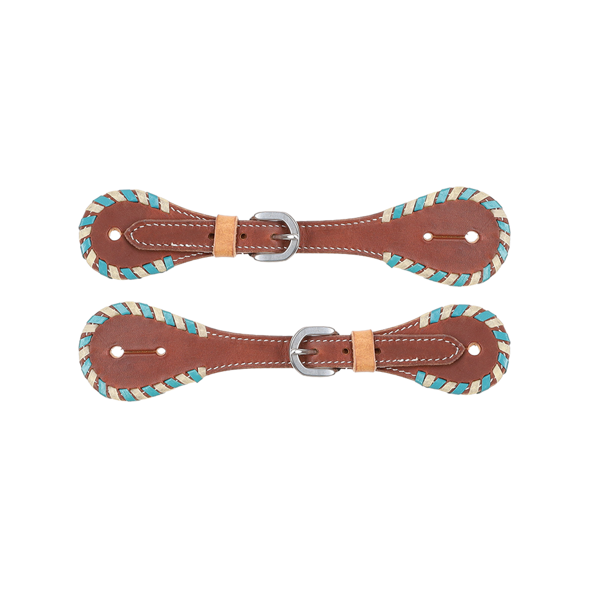 SHOWMAN CORREONES ARGENTINOS DE ESPUELA DE CUERO BLANCO Y AZUL VERDE