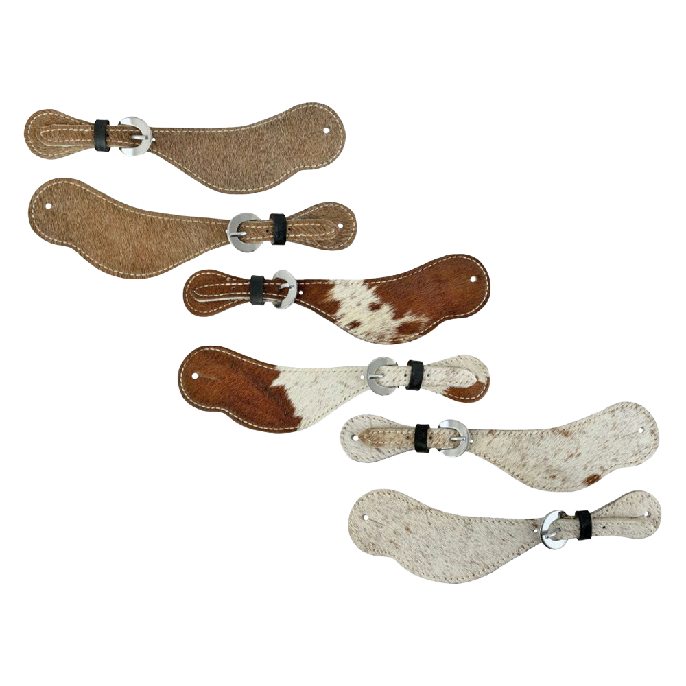 SHOWMAN CORREONES DE ESPUELA DE CUERO CON PELO DE VACA