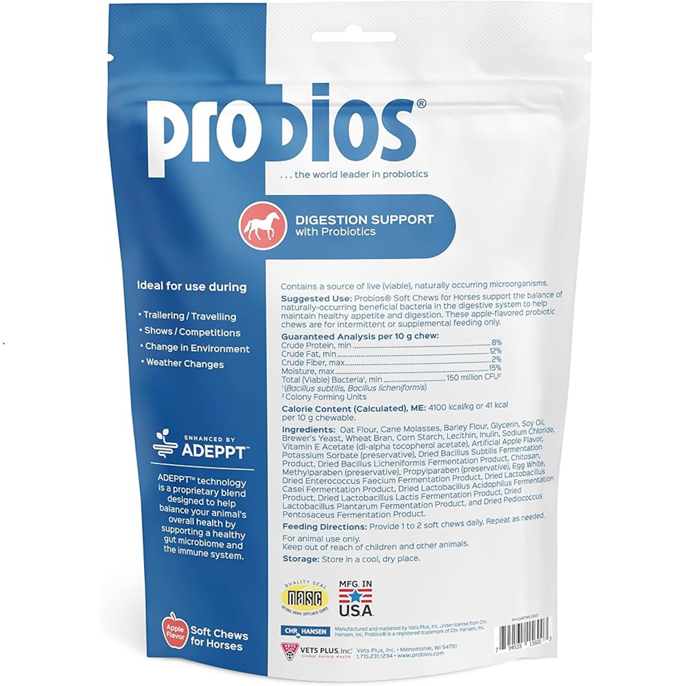 PROBIOS SOFT CHEWS PREMIOS P/SOPORTE DIGESTIVO P/CABALLOS 600 GRMS