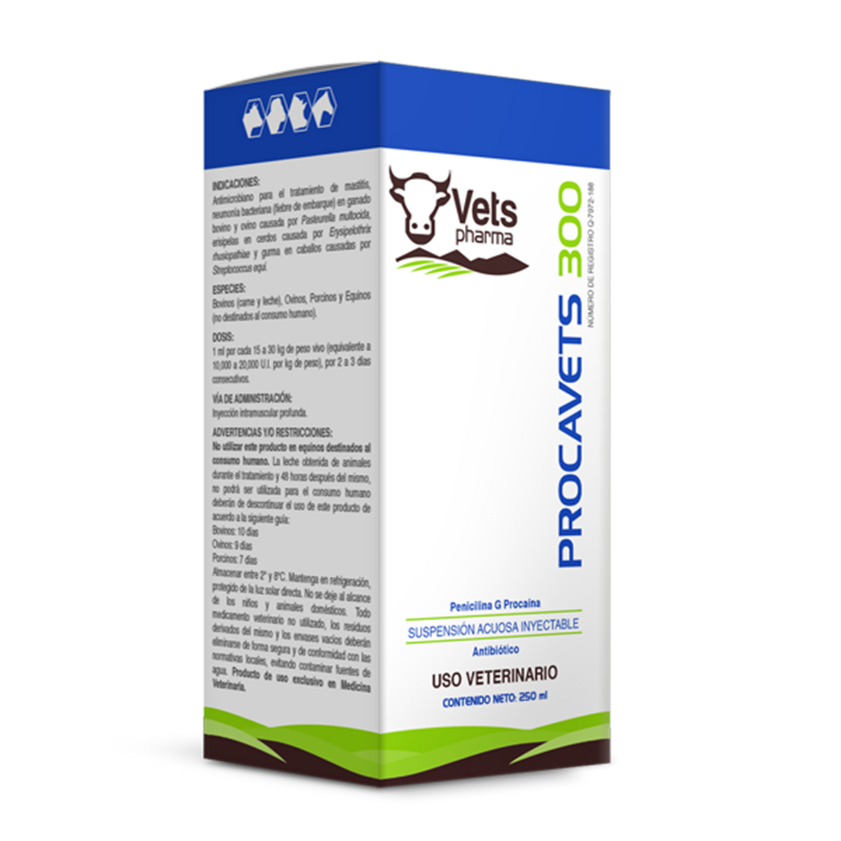 PROCAVETS 300 250 ML (PENICILINA G PROCAÍNA 300,000 ui/ml)