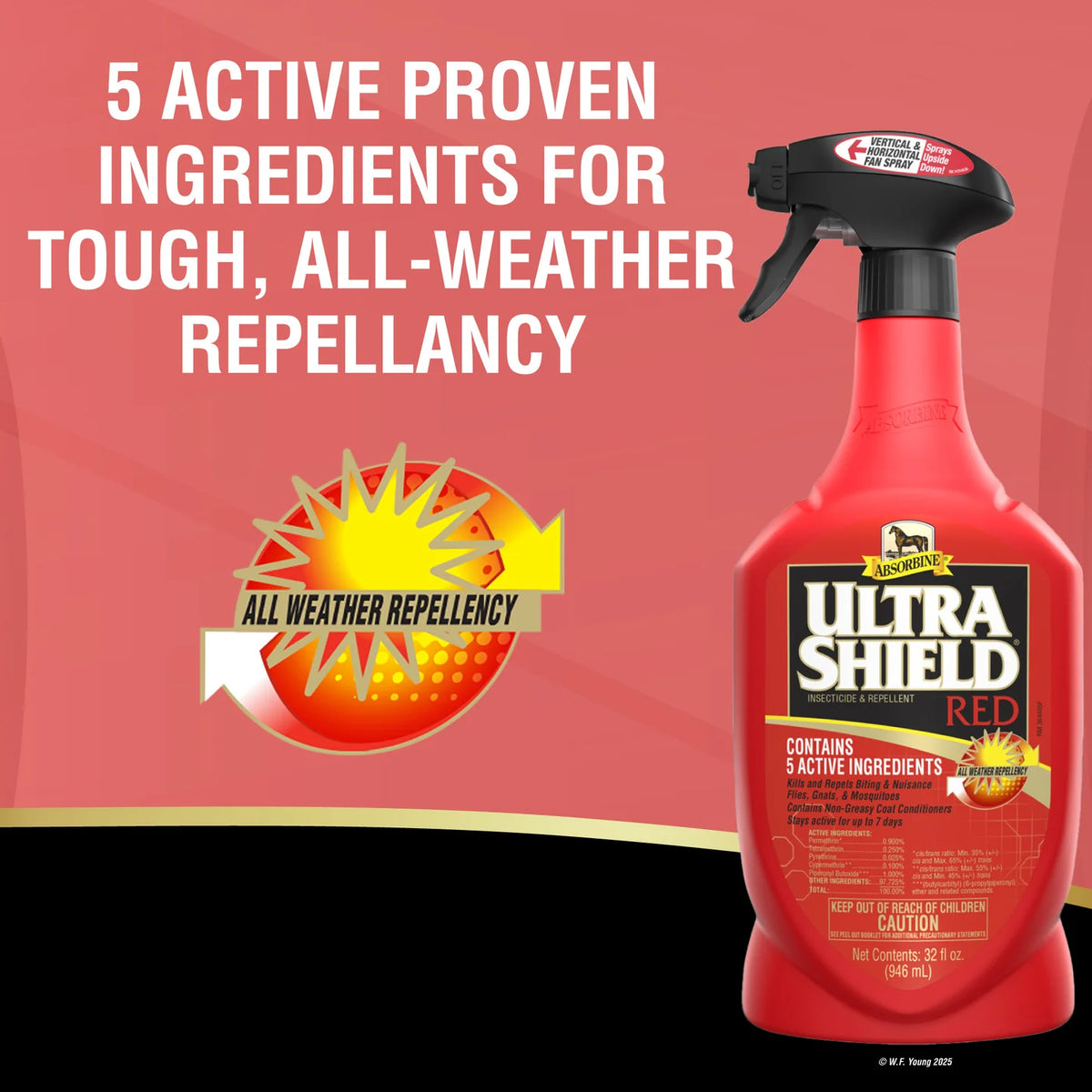 UltraShield Rojo combina cinco ingredientes activos comprobados para repelencia en todo clima