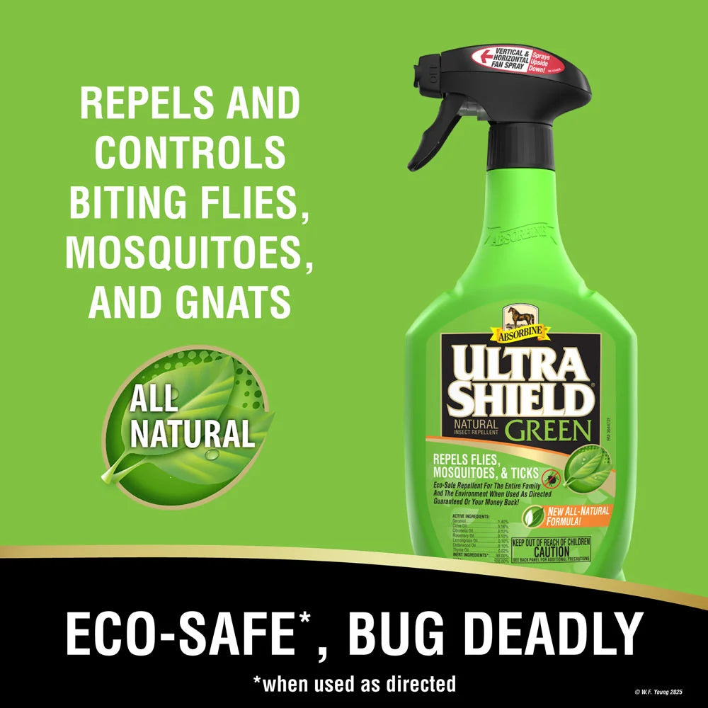 UltraShield Green repele y controla moscas picadoras, mosquitos y jejenes sin pesticidas sintéticos