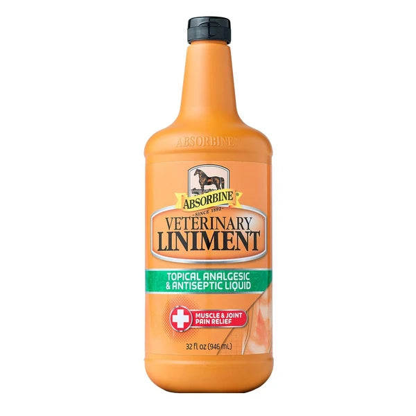 Botella de Linimento Veterinario Absorbine vista desde otro ángulo