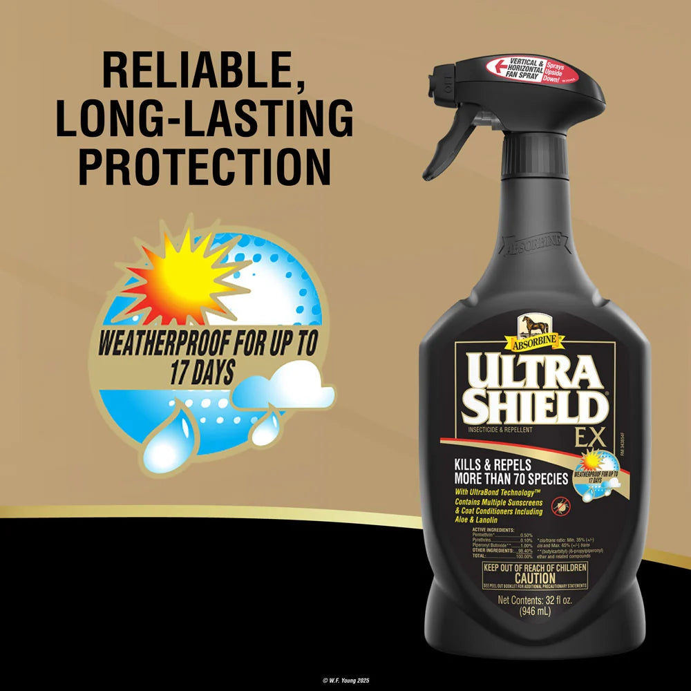 UltraShield EX ofrece protección confiable y de larga duración contra insectos en el caballo