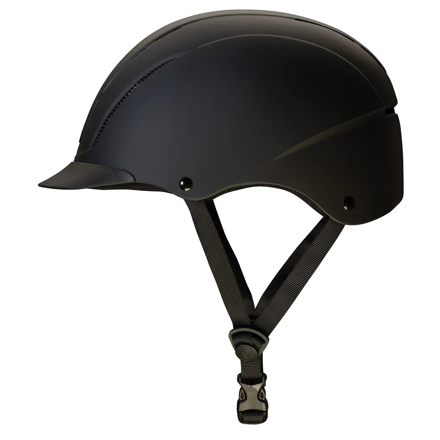 Casco de equitación Troxel Spirit negro Duratec, vista lateral de perfil
