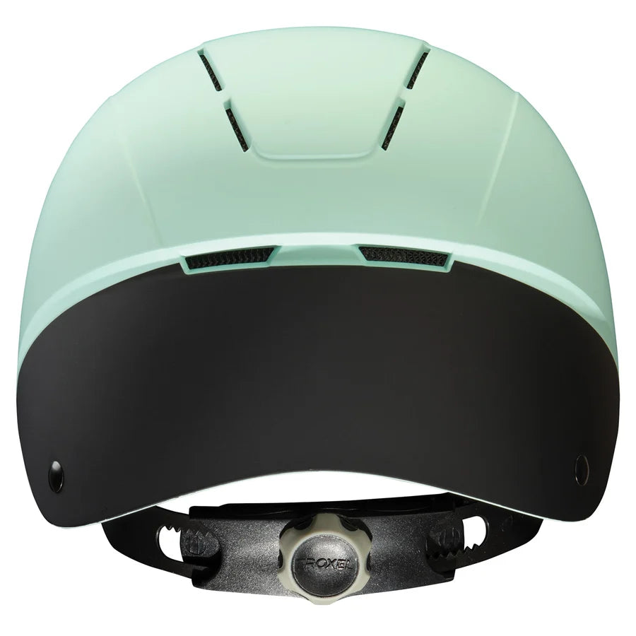 Casco de equitación Troxel Spirit menta Duratec, vista trasera con banda inferior negra