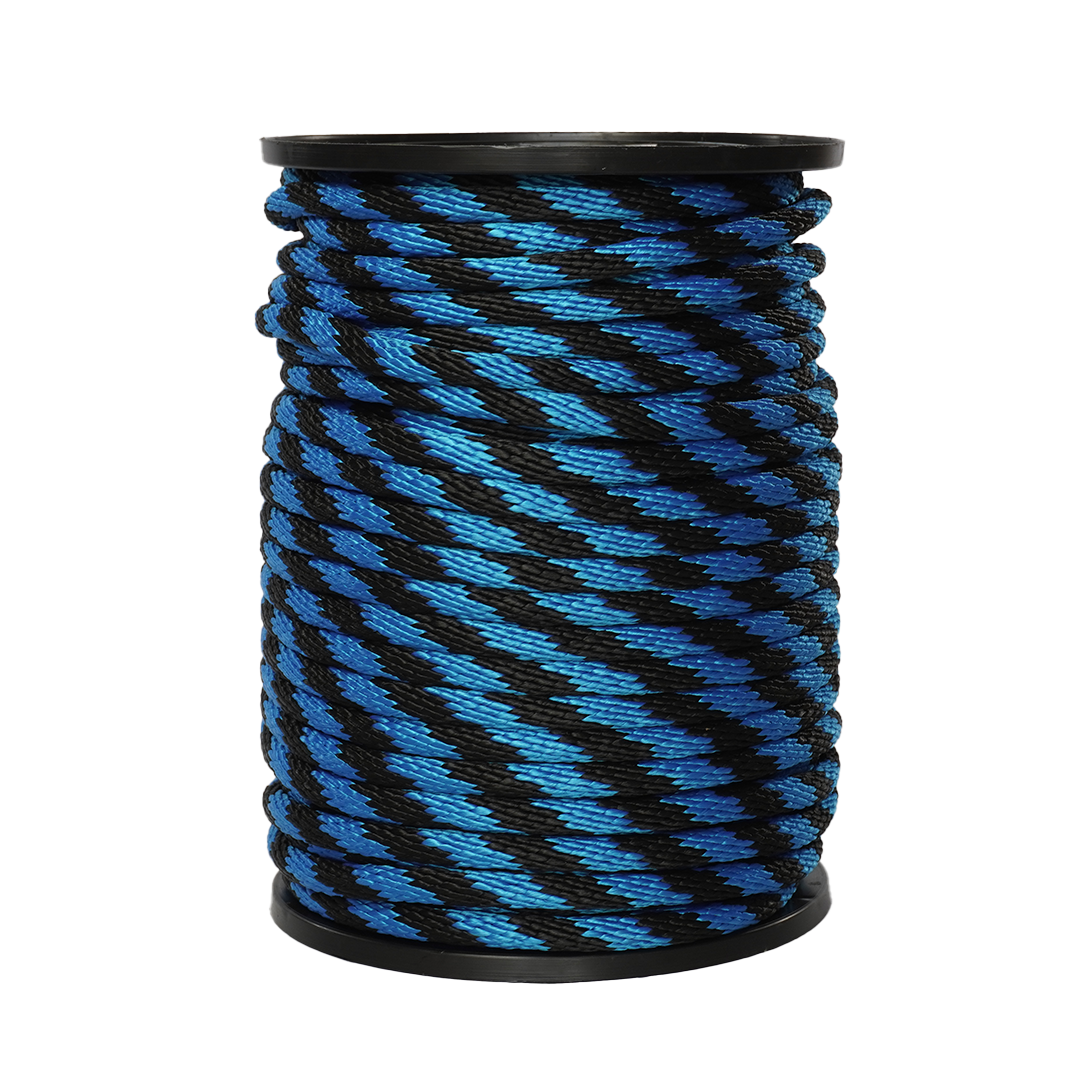 Carrete de 10 kg de cuerda Derby ST 5/8" Conatex color negro con azul rey