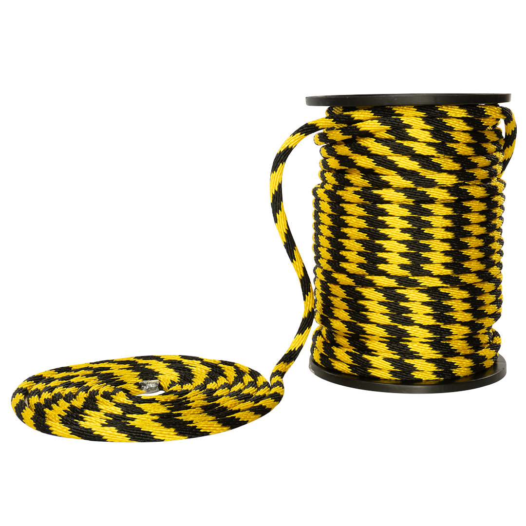 Carrete de 10 kg y rollo de cuerda Derby ST 5/8" Conatex color negro con amarillo