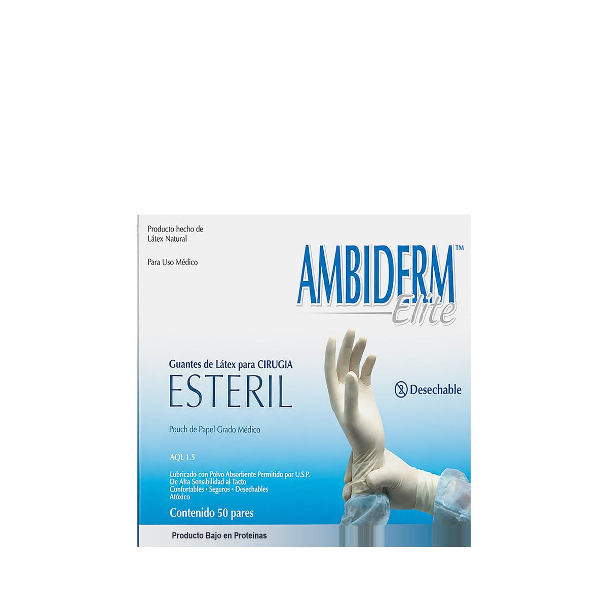 GUANTE AMBIDERM ELITE PARA CIRUGIA ESTERIL CON 50 PARES