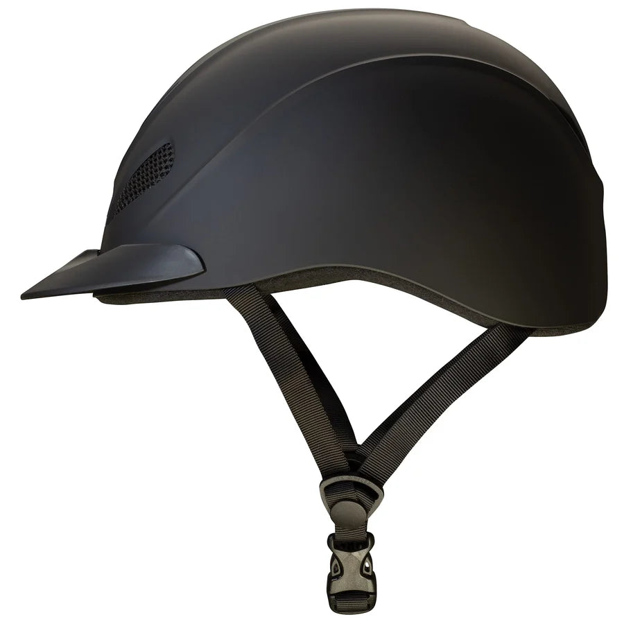 Casco de equitación Troxel Liberty negro Duratec, vista trasera de tres cuartos