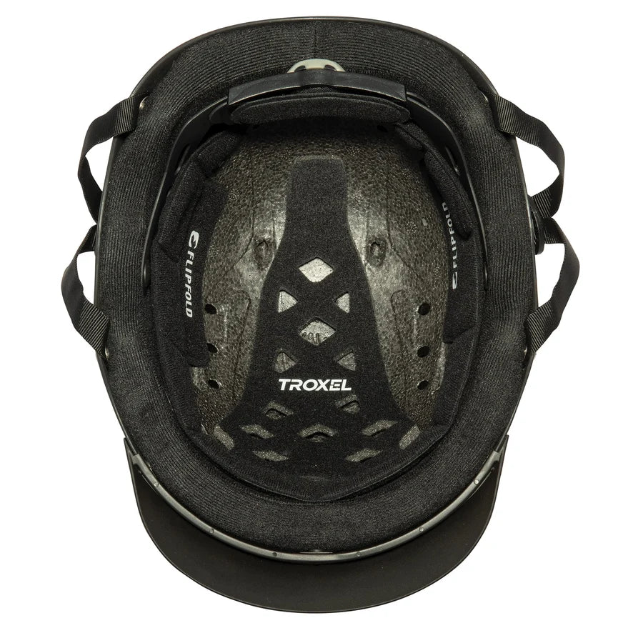 Interior del casco Troxel Spirit negro Duratec con el forro acolchado
