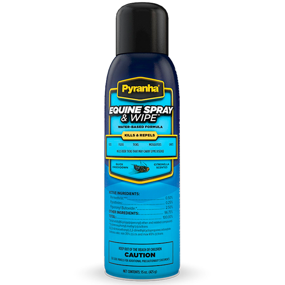 PYRANHA EQUINE SPRAY & WIPE INSECTICIDA Y REPELENTE A BASE DE AGUA 15 OZ