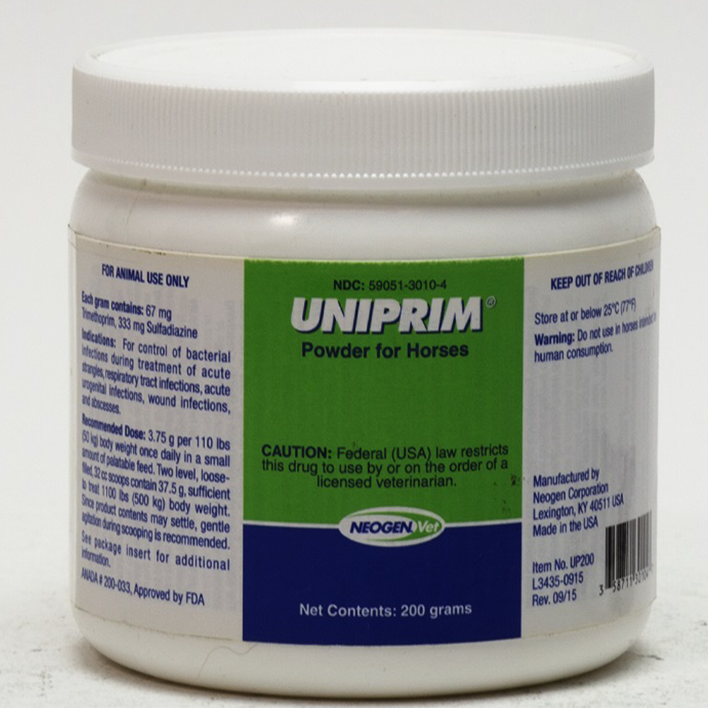 UNIPRIM SULFAS (333 mg/gr) Y TRIMETROPIN (67 mg/gr) EN POLVO (RX) 200 GR