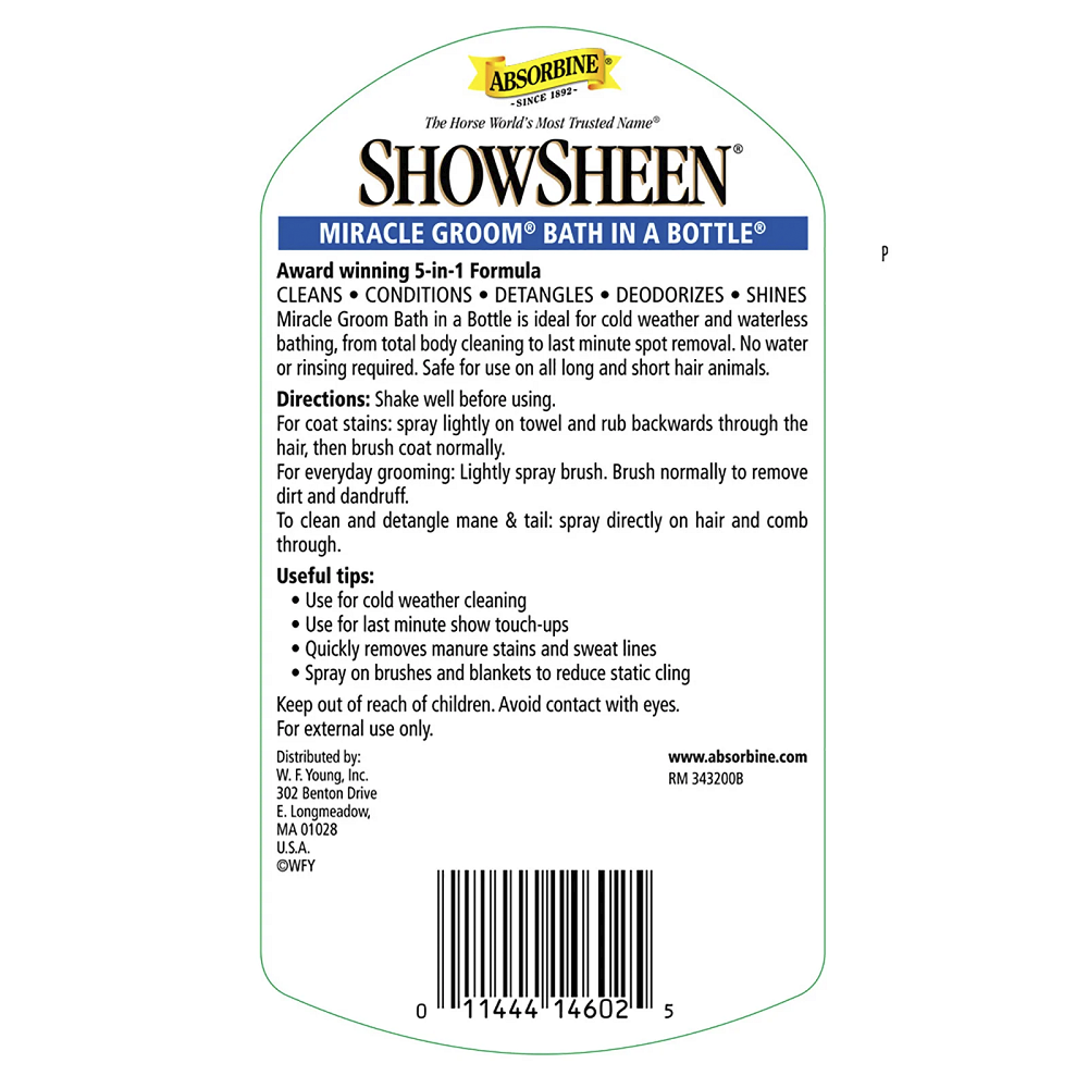 SHOWSHEEN MIRACLE GROOM ABSORBINE (32 OZ)
