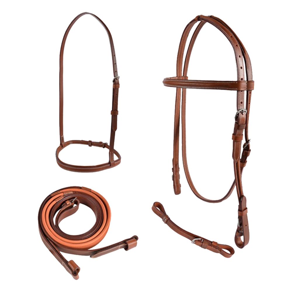 JACKS RIENDAS BRIDA Y CABEZADA DE CARRERA DE CUERO (LEATHER RACE BRIDLE SET)