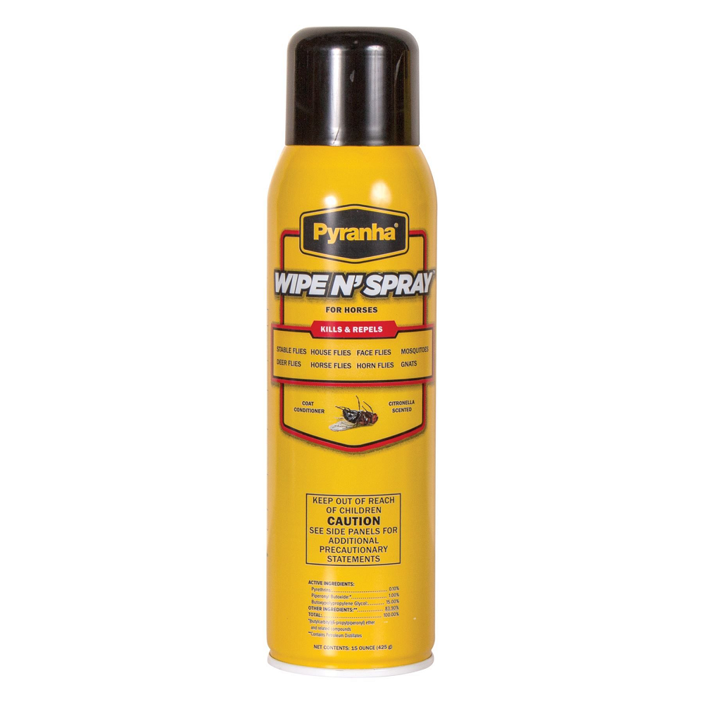PYRANHA WIPE N' SPRAY INSECTICIDA PARA CABALLOS AEROSOL (15 ONZAS)