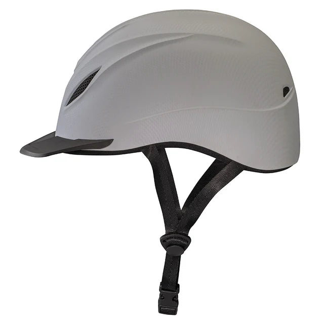 Casco de equitación Troxel Intrepid acabado Carbón Blanco, vista lateral de perfil