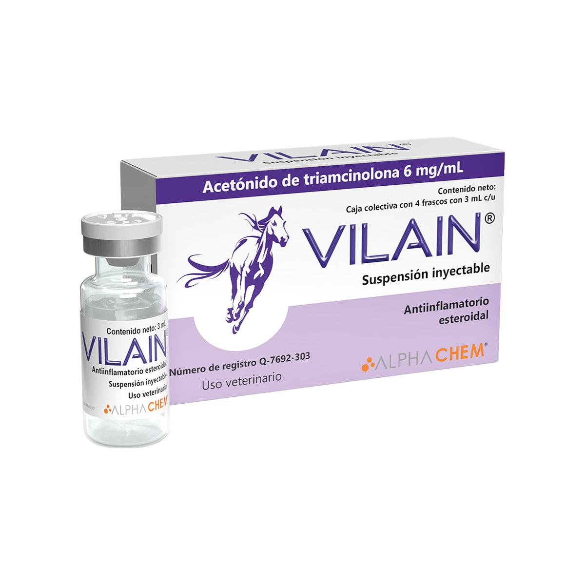 VILAIN 6 mg/ml (ACETONIDO DE TRIAMCINOLONA) CAJA CON 4 VIALS DE 3 ML