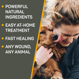 Persona con su perro, Silver Honey es un tratamiento en casa para cualquier herida en cualquier animal