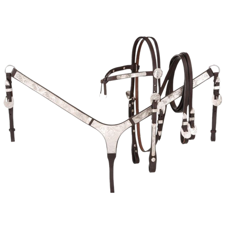 TOUGH 1 JUEGO DE CABEZADA PECHERA Y RIENDA PLATA ROYAL KING FUTURITY