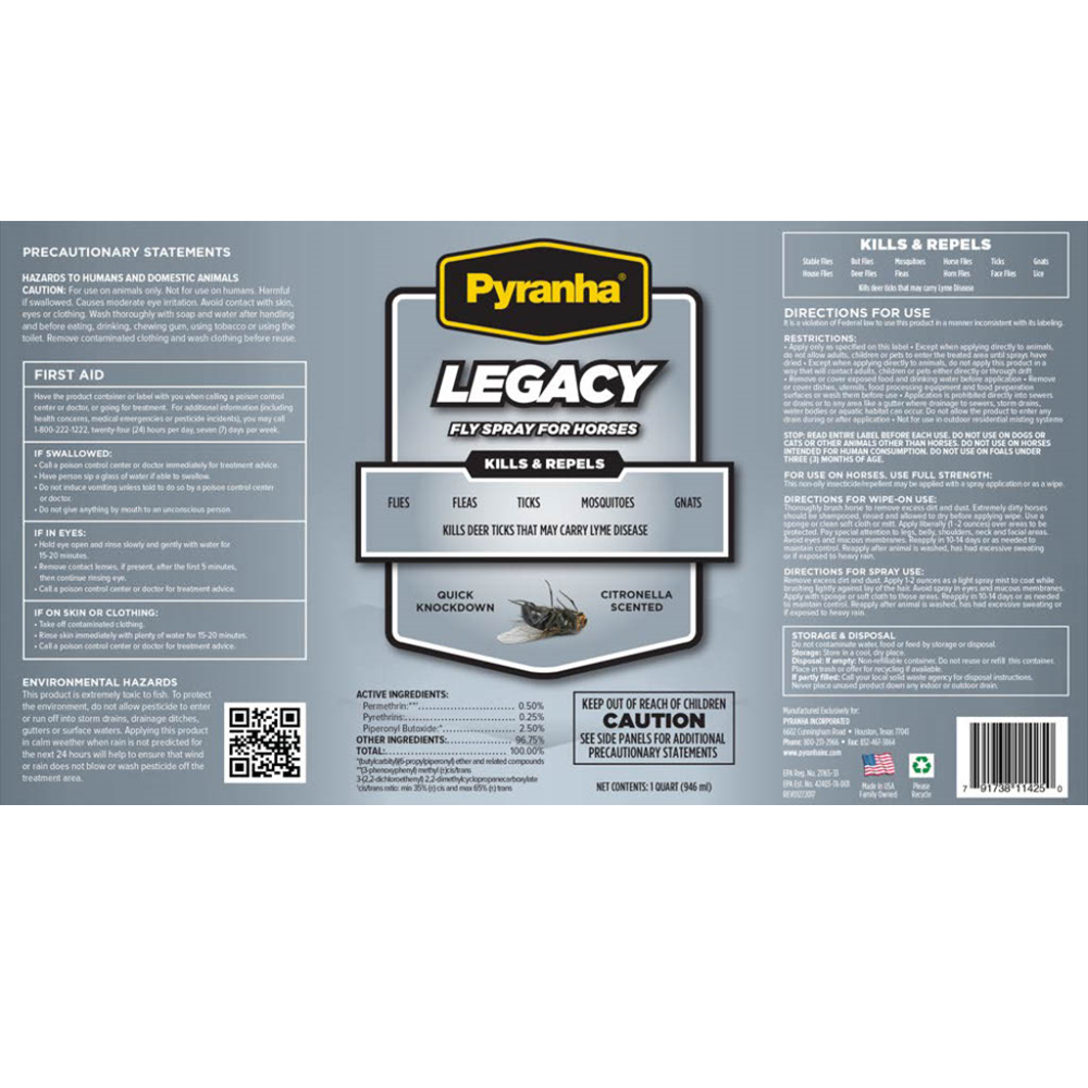 PYRANHA LEGACY FLY SPRAY WATER BASE 32 OZ