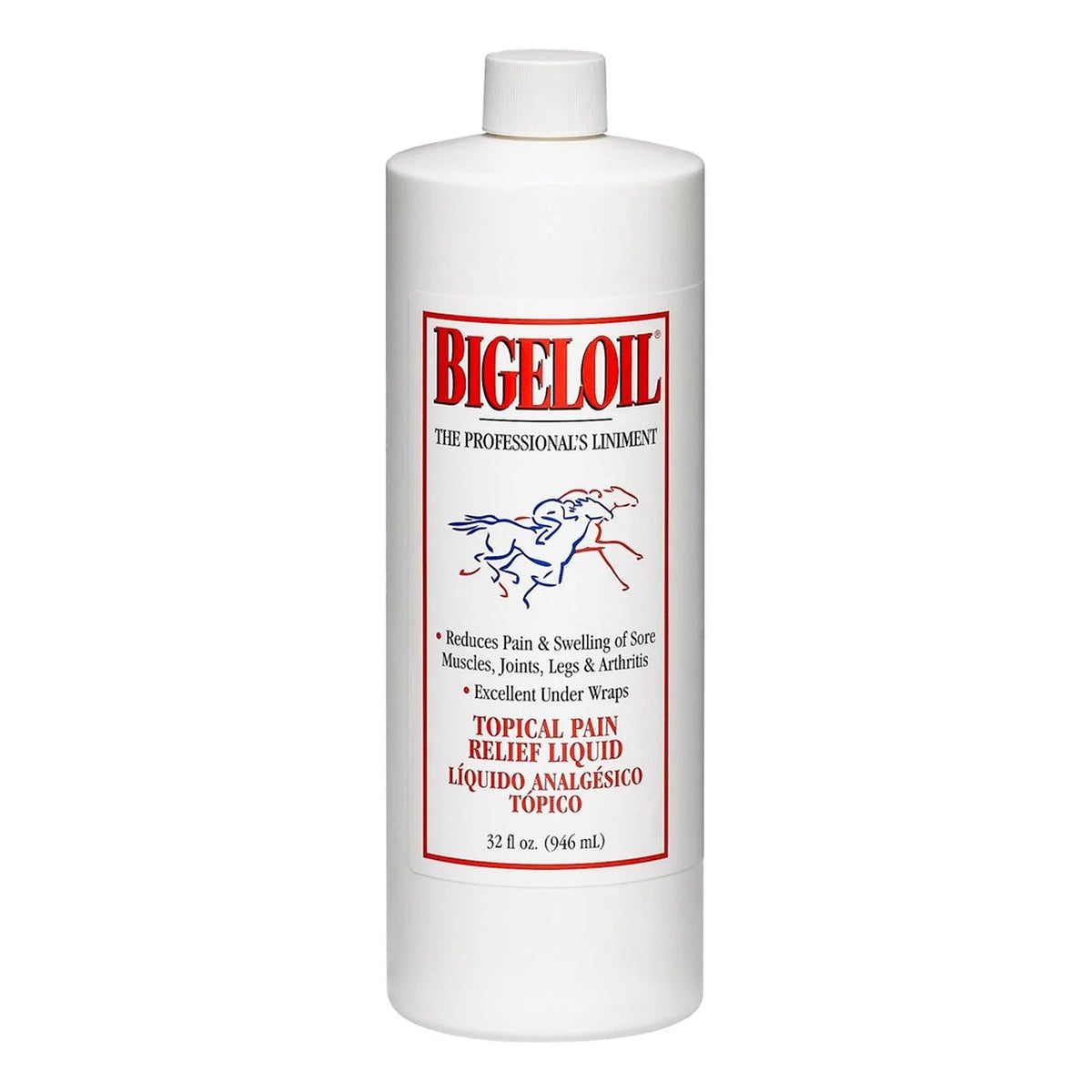 Botella de Bigeloil Liniment vista desde otro ángulo