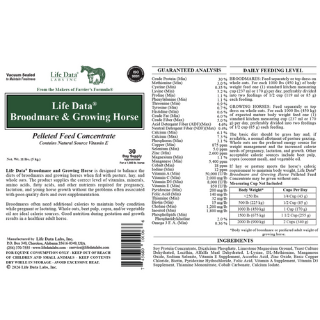 LIFE DATA PARA YEGUA DE CRIA Y CABALLO EN CRECIMIENTO EN PELLET 11 LBS