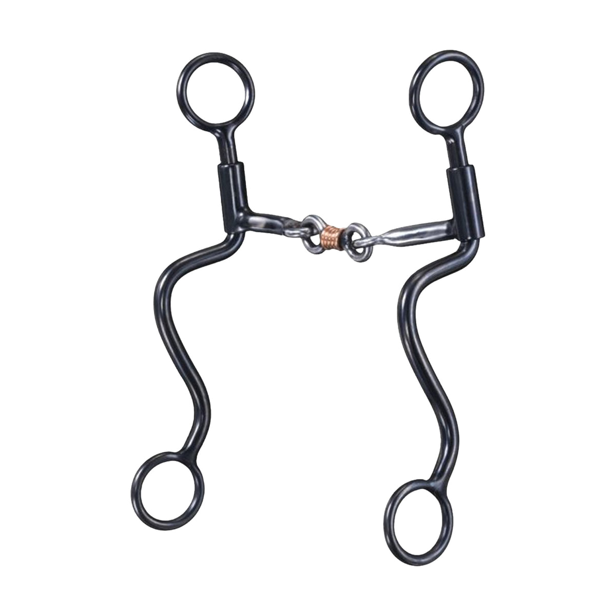 BOCADO DE ACERO NEGRO CON PATAS S Y EMBOCADURA DE HIERRO DULCE DE 3 PIEZAS 5''