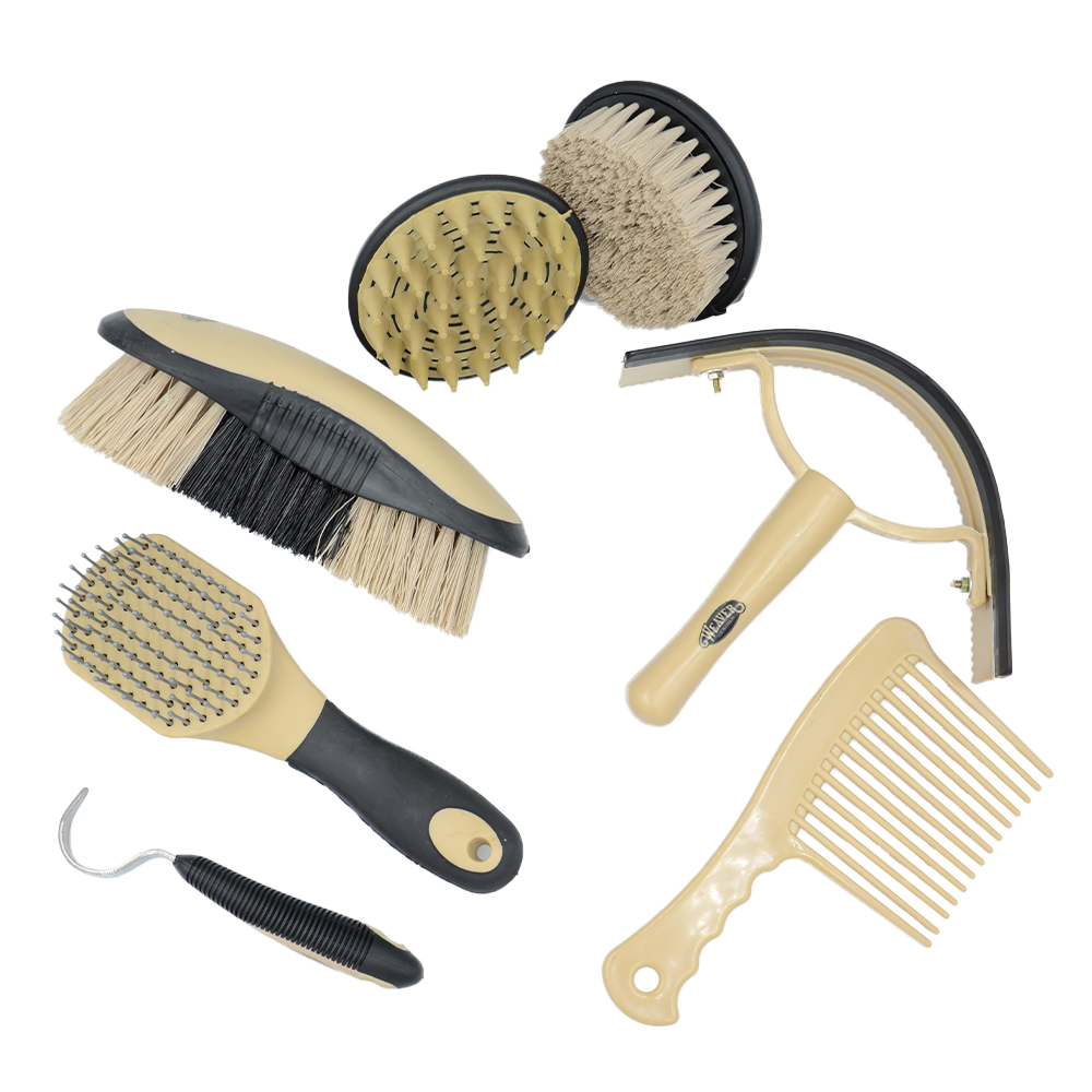 WEAVER KIT DE GROOMING CON 7 CEPILLOS VARIADOS (NEGRO/CAFE)