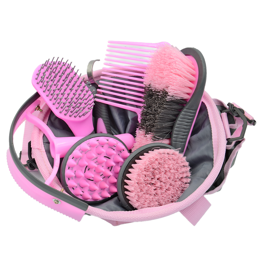 WEAVER KIT DE GROOMING CON 7 CEPILLOS VARIADOS (GRIS/ROSA)