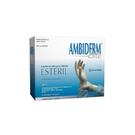 GUANTE AMBIDERM ELITE PARA CIRUGIA ESTERIL CON 50 PARES