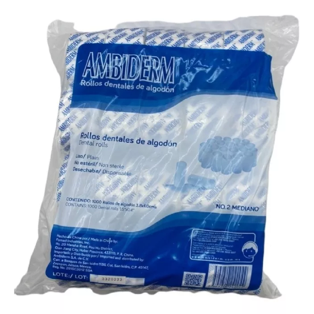 ROLLO DE ALGODON LISO BOLSA CON 1000 PIEZAS