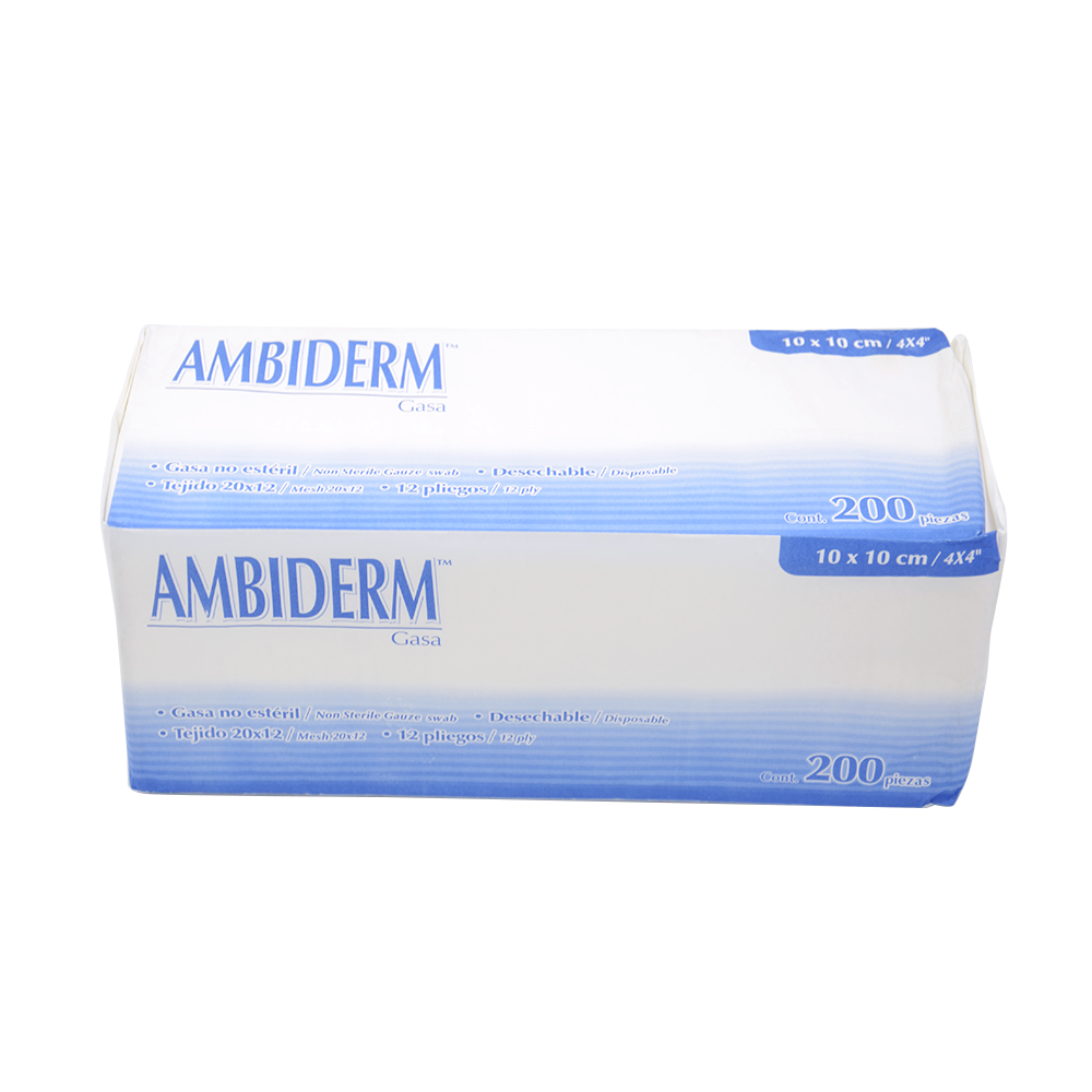 GASA NO ESTERIL DE ALGODON 10 X 10 CM 12 PLIEGOS TRAMA 20 X 12 PAQ CON 200 PZAS