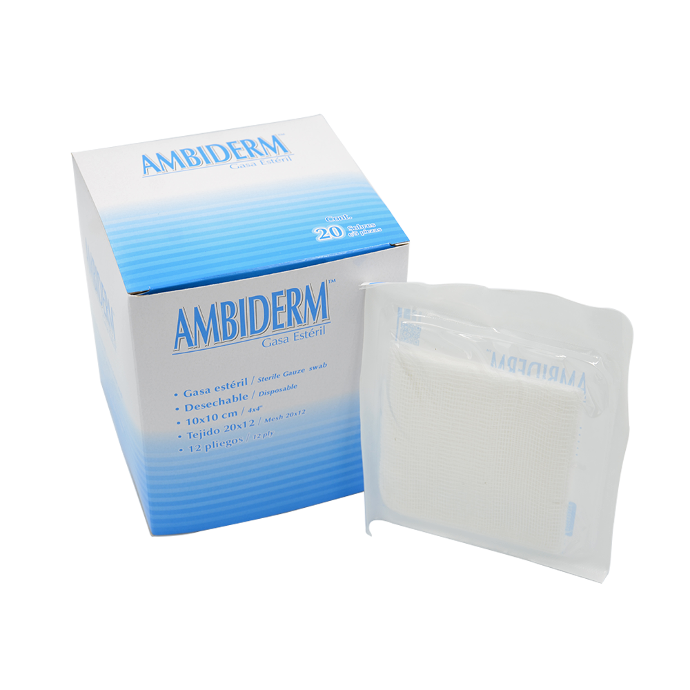 GASA ESTERIL ALGODON 10 X 10 CM 12 PLIEGOS TRAMA 20 X 12 CAJA C/20 SOBRES C/5 PZAS